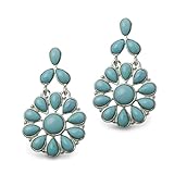 Sterling Silver Kingman Turquoise Floral Cluster Earrings
