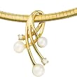 14K Yellow Gold Akoya Cultured Pearl and Diamond Pendant/Slider
