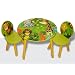 Kids Wooden Round Table and Chairs Set with Storage - Jungle Theme