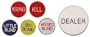 Professional Poker Dealer Button + Texas Holdem 5 Button Package
