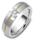 6mm retro two-tone diamond wedding band ring (0.12cts diamonds 14K Gold)