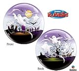 Halloween Ghost & Bats W/a Haunted House & Trees 22