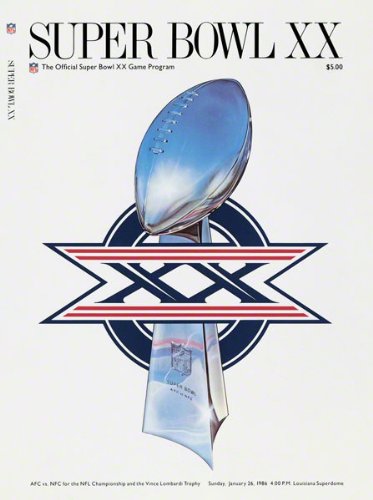 Canvas 22 x 30 Super Bowl XX Program Print | Details: 1986, Bears vs Patriots