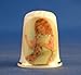 Porcelain China Thimble -- Young Girls Quilting