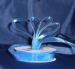Sheer Organza Ribbon Mono Edge - 3/8" - 25 Yards (75 FT) - Royal Blue