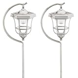 Malibu Outdoor One-Light Solar-Powered Carriage Light, Pewter Metal, 2-Pack #LZ1400HP2