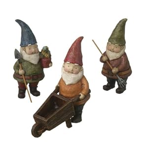 Gnome Valley Gardening Gnomes in Three Poses Garden Art by