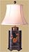 Asian D�cor - 27" Chinese Black Lacquer Tea Jar Bedside Lamp w/ Hand painted Birds & Flowers