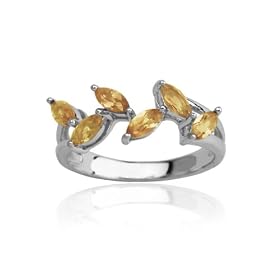 Buy Sterling Silver Leaf Design Citrine Ring by Amazon.com Collection