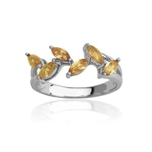 Buy Sterling Silver Leaf Design Citrine Ring by Amazon.com Collection