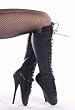 7 Inch Sexy Spike Heel Ballet Knee High Boot Shoe Fetish Black Leather With Zipper Devious