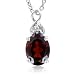 Natural Oval Garnet Necklace Pendant in 10k White Gold with Diamond Accented, 2.30 ct, 18