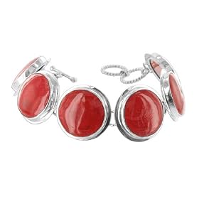 .925 Sterling Silver 22 x 22 MM Coral Link Bracelet 6 7.5 Adjustable with... by 
