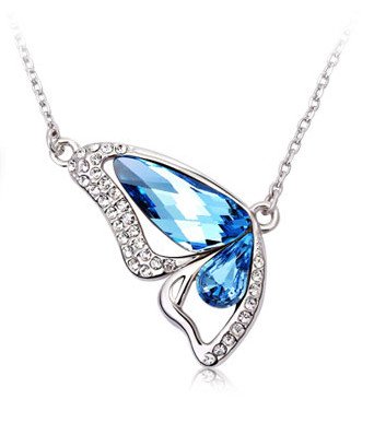 Athena Jewelry Dancing Butterfly Platinum\white Gold Plated Austrian Crystal Swarovski Elements Crystal Pendant Necklace for Women in a Gift Box