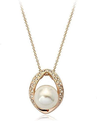 Popular Fashion Italina Rigant New Arrival 2014 Pendant Necklace Colar Pearl 18K Gold Plated Made With Austrian Crystal Stellux RG75668 By Eva Fs.