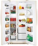 Review GE  / GE GSS20DBTCC 19.9 cu. ft. Side-by-Side Refrigerator with 3 Wire Shelves, Gallon Door Storage and Upfront Dial Temperature Controls: Bisque