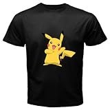 Image of Black T-Shirt of Pokemon Pikachu Waving