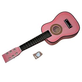 23" Children's Pink Acoustic Guitar + Pick + Strings: Musical Instruments