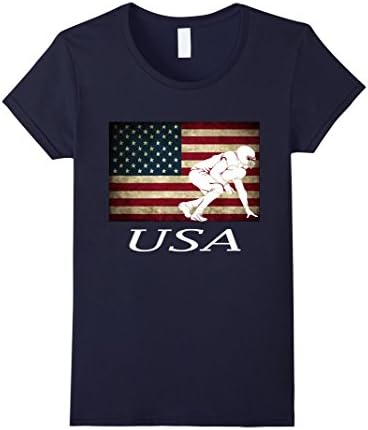 Women's American Flag Rugby Shirt Small Navy