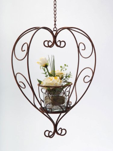 Dekorative Blumenampel 40cm Herz-Rost