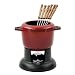 Chasseur Cast Iron Traditional Fondue Set with Removable Rim & 6 Forks Red