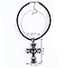 Qiyun (TM) Black Leather Rope Cord Tibet Silver Cross Faith Pendant Sautoir Necklace