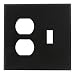 Leviton PJ18C-C0E Cheetah 2-Gang Midsize Toggle/Duplex Combination Wallplate, Black
