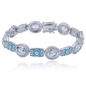 Sterling Silver Blue Topaz and Diamond Epoxy Bracelet, 7.25 by Amazon.com Collection