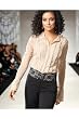 Sheer Mesh Tuxedo Blouse