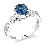 Sterling Silver 1.50 cts Oval Shape London Blue Topaz Ring Size 6