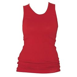 Red Solid Color Tunic Longer Length Tank shirt tee, 100% Cotton.
