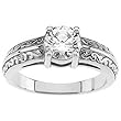 14K White Gold Diamond Engagement Ring Mounting - CENTER STONE NOT INCLUDED