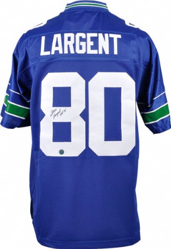 Steve Largent Autographed Jersey | Details: Seattle Seahawks, Blue, HOF Inscription