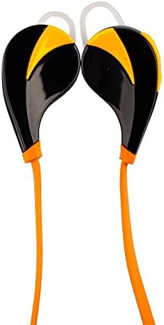 DigiToys Electronics Wireless Bluetooth Headphones with Mic - Noise Cancellation for Cell Phone Iphone and Android for Driving Running Gym Exercise - Sweatproof Earbuds Headset Earpiece Earphones (Orange)