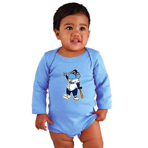 Tampa Bay Rays Long Sleeve Mascot Creeper by Soft as a Grape - Light Blue 18 Months