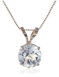 10k Gold 6mm Round Aquamarine Pendant Necklace (0.80 ct), 18"