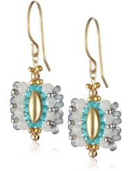Miguel Ases Opalite and Miyuki Rice Bead Drop Earrings