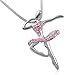 Elegant Pink Crystal Dancing Ballerina Ballet Charm Silver Tone Pendant Necklace - Girls Teens and Women