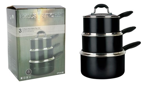 Ethos Hells Kitchen II 3-teiliges Stieltopf-Set aus Aluminium in HK-Geschenkbox, Eclipse B Preisvergleich
