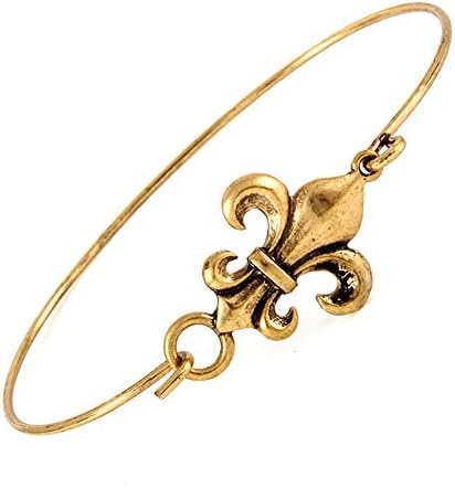 Antiqued Gold Fleur-de-lis Bangle