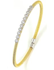 Sterling Silver & Cz 18k Yellow Gold Plated Bangle