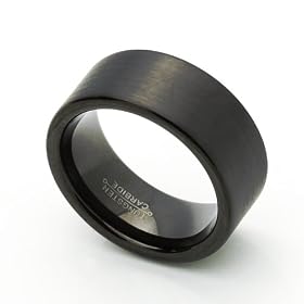 9MM Comfort Fit Tungsten Carbide Wedding Band Black Flat Ring (8 to 12) Size 8 Cobalt Free: Jewelry