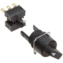 Omron A165S-T2M-2 Knob Type Selector and Switch, Solder Terminal, IP65 Oil-Resistant, 16mm Moutning Aperture, Non-Lighted, 2 Notches, Manual Reset Method, Round, Double Pole Double Throw Contacts