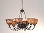 Meyda Tiffany 74043 6 Up Light Chandelier, Mahogany Bronze Finish with Amber/Burgundy