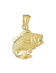 Dazzlers Solid 14 karats Gold 3D Sea Bass Fish Charm Pendant available in three colors from jewelsberry (weights: 6.5 grams only)
