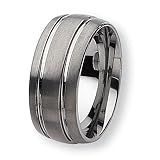 Grooved Brushed and Polished Tungsten Carbide Ring (10.0 mm) - Sizes 8-14