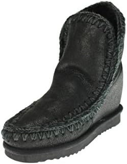 mou Womens Eskimo Inner Shearling Sheepskin Metallic Casual Boots Black 36