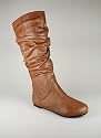 Flat Leatherette Slouch Boot