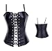 Amour- Gothic Punk Faux Leather Laces up Front Bondage Boned Corset Clubwear 