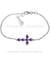 Amethyst Cross Bracelet in 14k White Gold